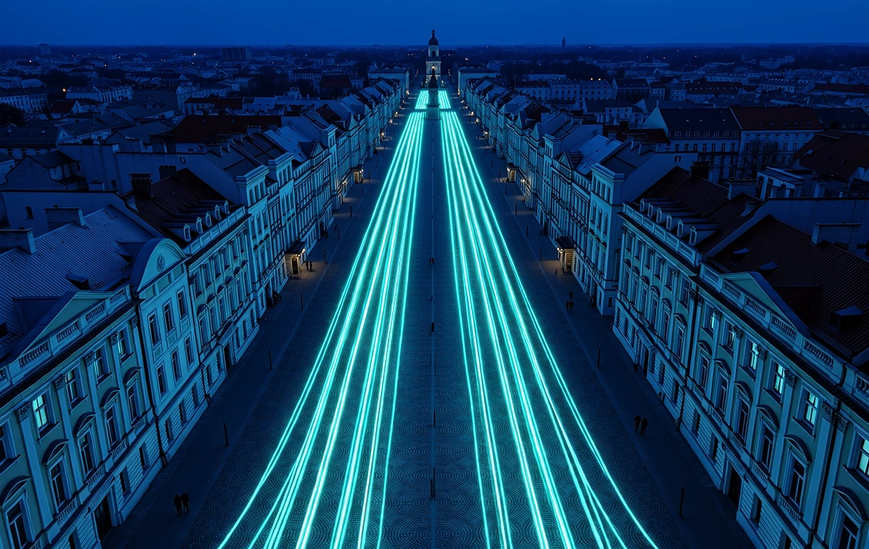 Warsaw Cityscape with AR overlay